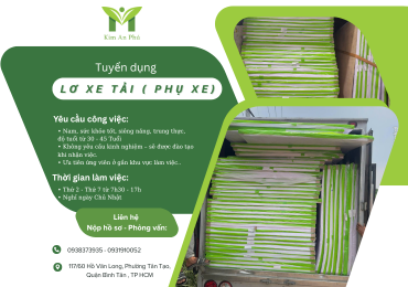 TUYỂN DỤNG LƠ XE TẢI (PHỤ XE)